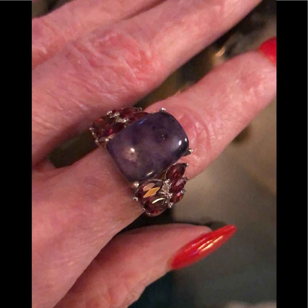 Sierra Madre opal & Rodalite Garnet W/diamond ring - Picture 3 of 4